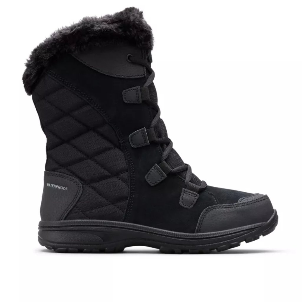 Columbia Women’s Black Grey Ice Maiden Ii Lace-Up Winter Boots Size Us 9